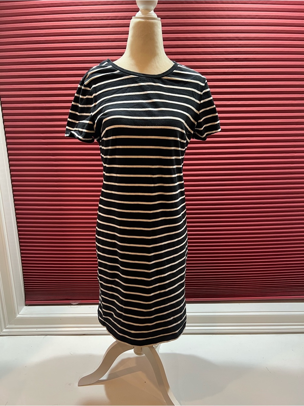 Old Navy Black and White Striped Midi Dress